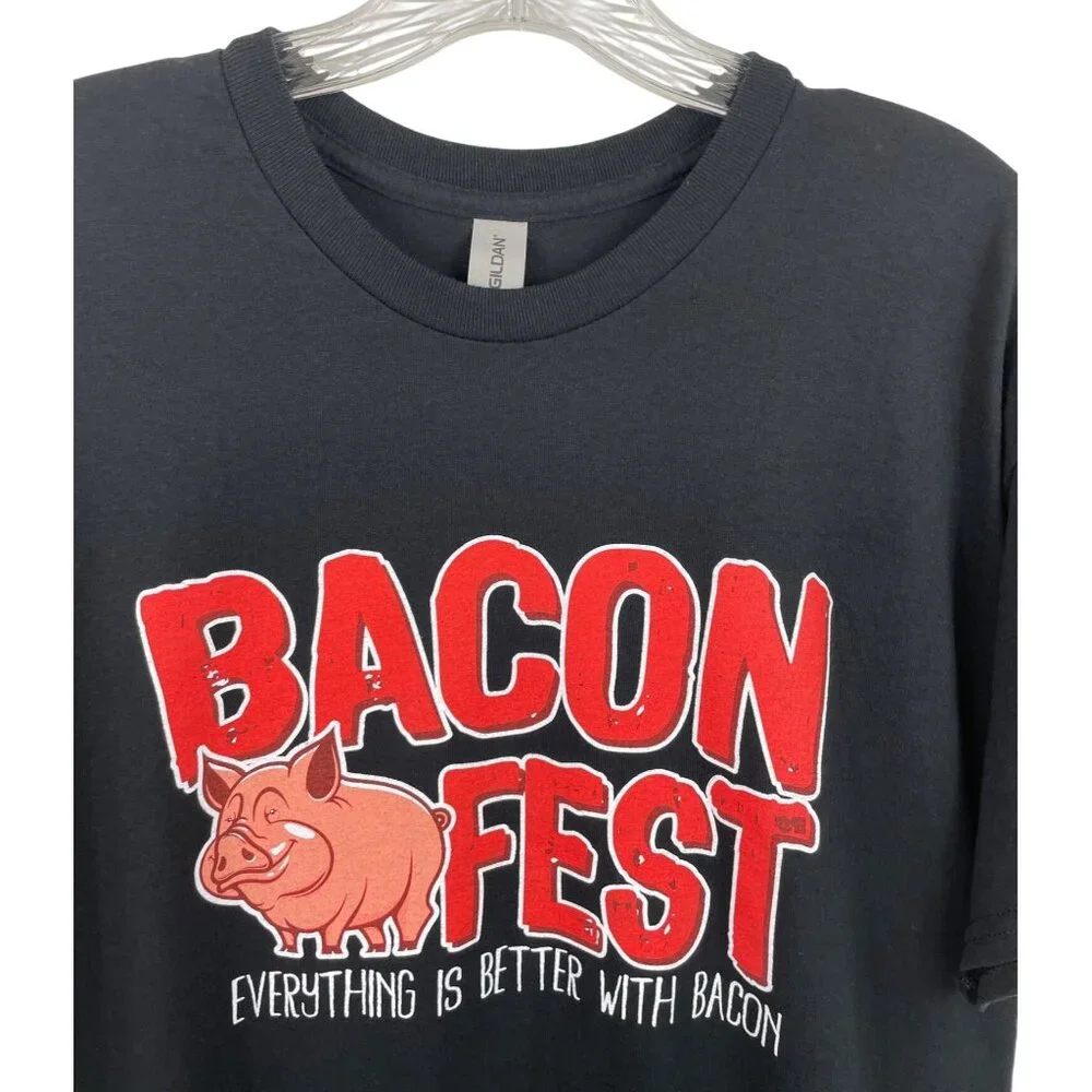 Dayton Ohio Bacon Fest Black Short Sleeve Graphic T-shirt Mens Size Large - Picture 3 of 7